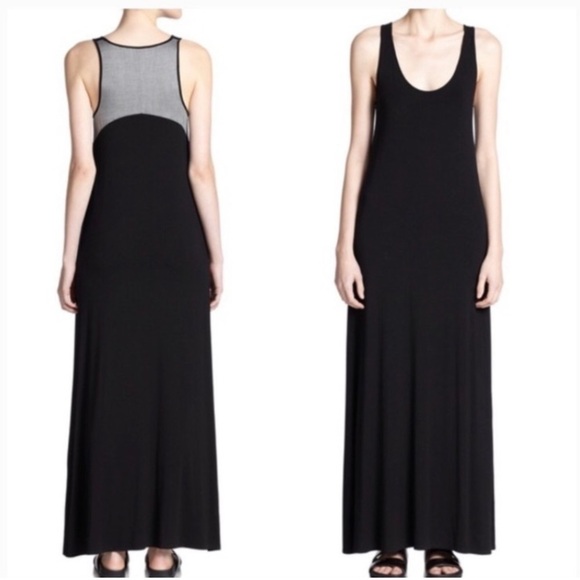 Vince sleeveless tank style jersey knit maxi dress, chambray block back (flaws) - Picture 2 of 13